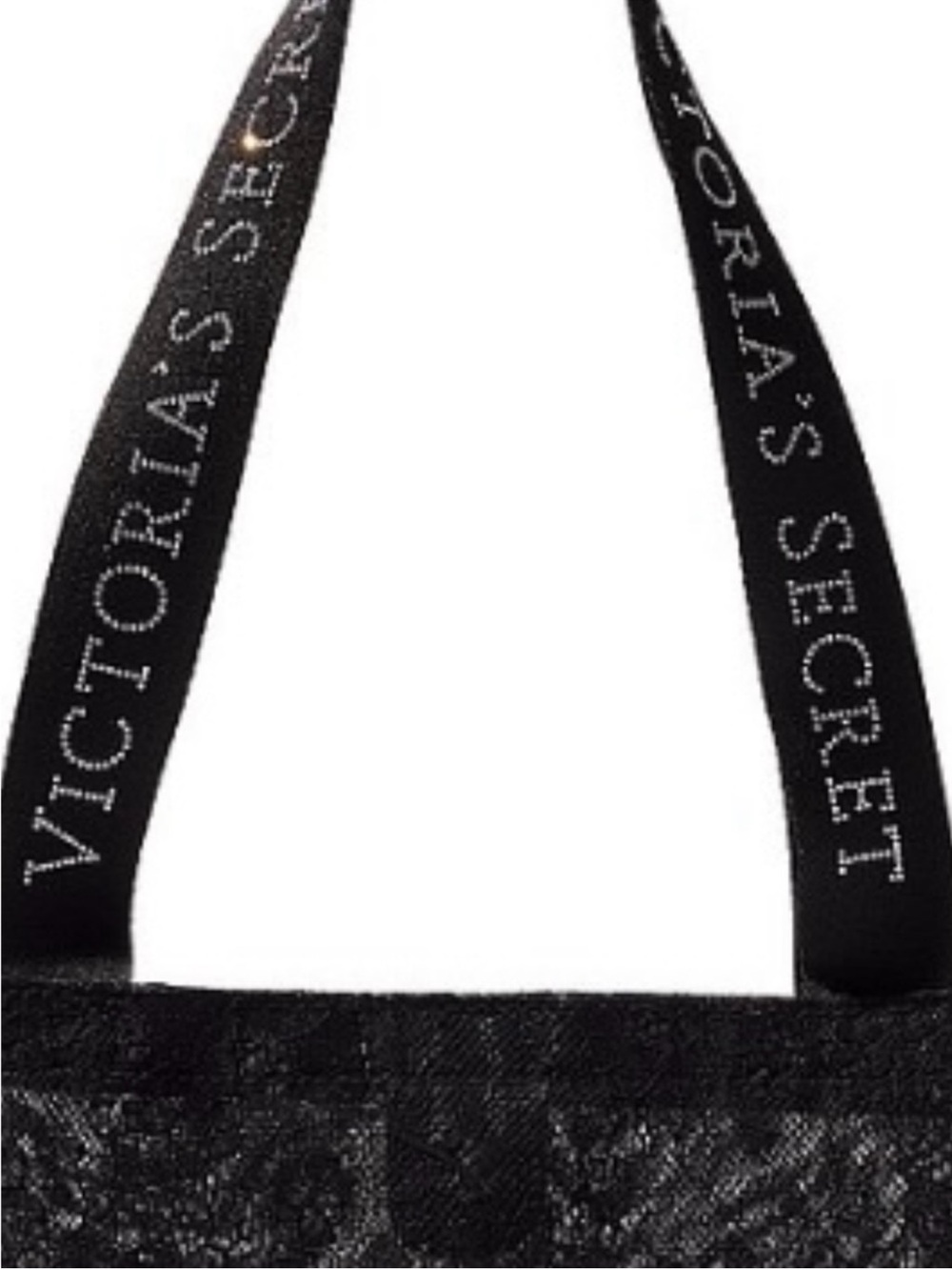 New with tags Victoria’s Secret Black Lace Tote Bag rhinestone crystal pink - Picture 3 of 3